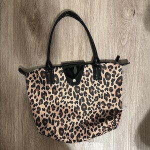 Leopard Print Tote Bag with Black Accents